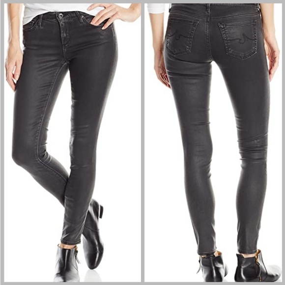 Adriano Goldschmied Leatherette Legging Ankle Lt. Black Jeans Size 28 - Picture 1 of 13